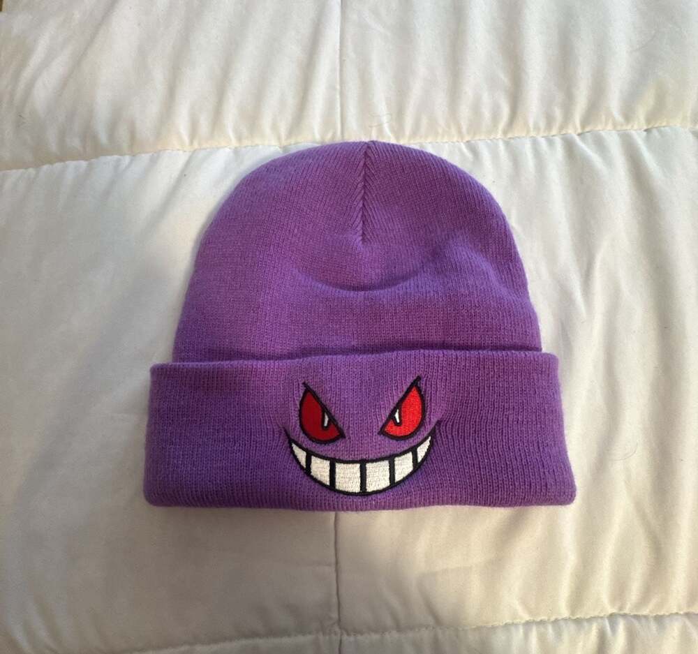 Pokemon Gengar Character Design Purple Beanie Hat